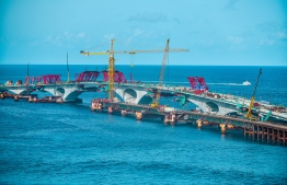 The China-Maldives Friendship Bridge - the two ends of the bridge were joined on July 9, 2018. PHOTO: NISHAN ALI/MIHAARU