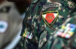 A close-up of an MNDF Marine's badge. PHOTO/MIHAARU