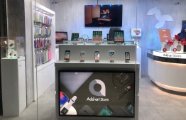 Some of the Apple products on display at Add-on Store in Hulhumale. PHOTO: ABDULLA JAMEEL/MIHAARU