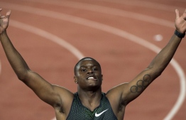 USA's Coleman Christian competes during the 100m men's event at the Morocco Diamond League athletics competition in the Stadium Prince Moulay Abdellah of Rabat on July 13, 2018. / AFP PHOTO / FADEL SENNA