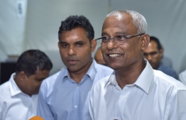 Hinnavaru MP Ibrahim "Ibu" Mohamed Solih speaks to press at MDP's main hub on July 17, 2018. PHOTO: AHMED NISHAATH/MIHAARU