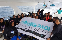Local women divers pictured during the PADI Women's Dive Day on July 21, 2018. PHOTO/MOODHU GOYYE