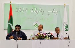 Elections Commission (EC) members during a press conference