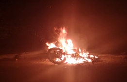 Vehicle set ablaze in Addu City late Sunday.