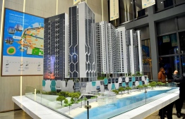 A model of the 'Coral Boulevard' mixed use residential towers being developed at Rasfannu. PHOTO/PRESIDENT'S OFFICE