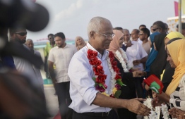 Opposition coalition candidate and main opposition Maldivian Democratic Party (MDP) member Ibrahim Mohamed Solih during his campaign trip to nine islands of Baa atoll.
