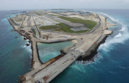 Aerial view of the Hulhule-Hulhumale link road, beginning off the southern end of VIA's runway. PHOTO/MACL