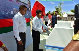 President Abdulla Yameen inaugurates the harbour and attends the ceremony to mark the completion of beach protection project in GDh.Madaveli. PHOTO/PRESIDENT'S OFFICE