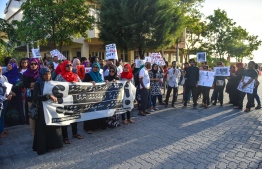 From an earlier demonstration held demanding justice for the enforced disappearance of Journalist Rilwan.-- Photo: Mihaaru