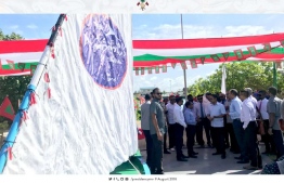 President Abdulla Yameen during the opening of GA. Kooddoo's new marina. PHOTO/PRESIDENT'S OFFICE
