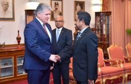 United Nations Assistant Secretary-General for Political Affairs, H.E. Miroslav Jenča (L) with President Abdulla Yamee Abdul Gayyoom. PHOTO: PRESIDENTS OFFICE
