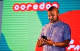 An Ooredoo Maldives executive at a former application launching event. Ooredoo's latest introduction, Facebook Flex, will allow customers to use the application without data or balance. PHOTO: OOREDOO