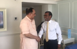 Former president of Maldives Mohamed Nasheed meeting with Indian Parliament member Subramanian Swarmy . PHOTO: SOCIAL MEDIA