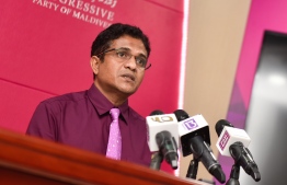 MP Ahmed Nihan speaking at a previous conference. PHOTO: HUSSAIN WAHEED / MIHAARU