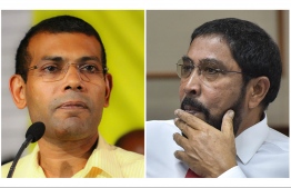 Former President and MDP leader Mohamed Nasheed (L) and Jumhooree Party (JP) founder Qasim Ibrahim. PHOTO: MIHAARU