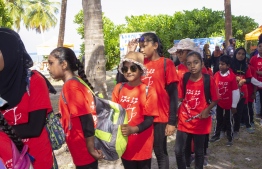 September 1, 2018, L. Maabaidhoo: Students pictured at the Laamu Turtle Festival 2018. PHOTO: HAWWA AMAANY ABDULLA / THE EDITION