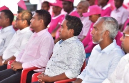 President Abdulla Yameen during his campaign stop at Aa.Thoddoo. PHOTO/PRESIDENT'S OFFICE