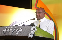Henveiru North MP Abdulla Shahid speaks at Ibrahim Mohamed Solih's presidential campaign rally held at HA.Dhidhdhoo. PHOTO/MDP