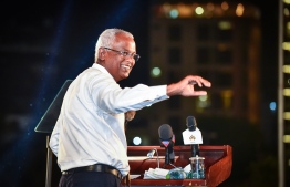 Mp Solih at the mass gathering held by the opposition coalition. PHOTO: NISHAN ALI / MIHAARU