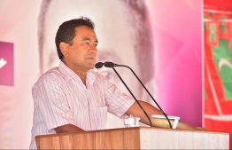President Yameen speaking at a campaign gathering. PHOTO: PRESIDENT OFFICE