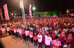 PPM supporters at President Yameen's major campaign rally in Male City ahead of the Presidential Election 2018. PHOTO/MIHAARU