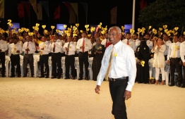 Opposition candidate Ibrahim Mohamed Solih at his final presidential campaign stop in Addu City. PHOTO.MDP