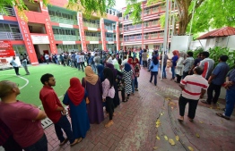 September 23, 2018: People queue up to vote in the Presidential Elections 2018 all over the Maldives. PHOTO/MIHAARU