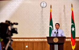 President Abdulla Yameen addresses the nation, conceding his defeat in the Presidential Election 2018. PHOTO: PRESIDENT'S OFFICE