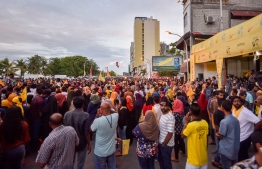 (FILE) MDP celebrating in front of their main HQ on September 25, 2018 -- Photo: Mihaaru