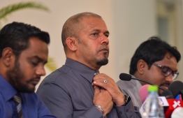 EC's President Ahmed Shareef at a press conference regarding the Presidential Election 2018. PHOTO/MIHAARU