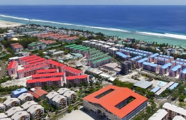 Aerial view of the housing complexes built in Hulhumale'. PHOTO: HOUSING DEVELOPMENT CORPORATION LTD