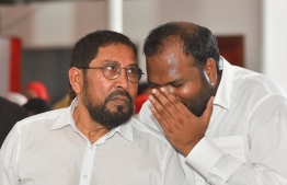 Speaker of Parliament Gasim Ibrahim and Minister of Tourism Ali Waheed. PHOTO: HUSSAIN WAHEED/MIHAARU