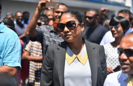 Lawyer Hisaan Hussain pictured outside the Supreme Court on October 14, 2018. PHOTO: AHMED NISHAATH/MIHAARU