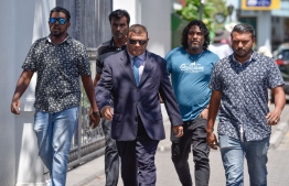 President Yameen's legal team arrive at the Supreme Court for the verdict hearing of the elections case. PHOTO: NISHAN ALI/MIHAARU