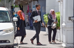 Lawyers of the Elections Commisson's legal team arrive at the Supreme Court for the verdict hearing on the Presidential Election case. PHOTO: NISHAN ALI/MIHAARU