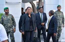 Lawyers of the opposition coalition exit the Supreme Court after the verdict hearing on the presidential election case. PHOTO: NISHAN ALI/MIHAARU