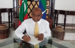 Henveiru North MP Abdulla Shahid at the parliament to file a motion to repeal the Freedom of Speech and Defamation Act. 