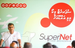 Ooredoo CEO Najib Khan speaks during the launching ceremony of  SuperNet in Addu City | PHOTO: OOREDOO