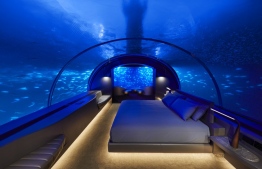 The master bedroom of The Muraka, the world's first underwater residence. PHOTO/JUSTIN NICHOLAS