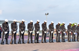 Male City, November 3, 2018: The musical drill held by MNDF soldiers at the Republic Square to mark Victory Day. PHOTO: NISHAN ALI/MIHAARU