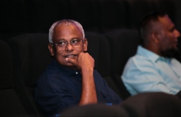 President-Elect Ibrahim Mohamed Solih attends a screening of 'Bageecha' by Cellmin, at Schwack Cinema, Hulhumale. PHOTO: HUSSAIN WAHEED/MIHAARU
