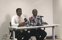 The Chair, Mohamed Nashiz, and Co-Chair Ibrahim Ameer of President-Elect Ibrahim Mohamed Solih's transition committee.
