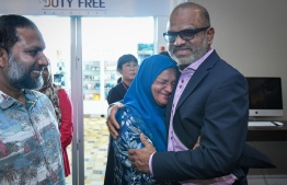 Former Deputy Speaker of Parliament Ahmed Nazim, returns to Maldives following his self-exile to the United Kingdom. PHOTO: NISHAN ALI/MIHAARU