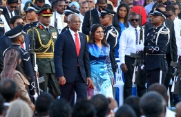 President Ibrahim Mohamed Solih and First Lady Fazna Ahmed at the Oath Taking Ceremony. PHOTO: MIHAARU 