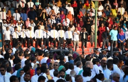 November 17, 2018, Male City: Attendees at President Ibrahim Mohamed Solih's inauguration at the National Stadium. PHOTO: NISHAN ALI/MIHAARU