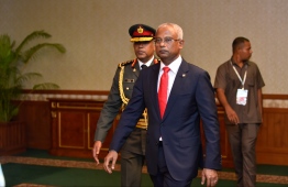 November 17, 2018, Male City: President Ibrahim Mohamed Solih arrives at the President's Office after his inauguration. PHOTO: HUSSAIN WAHEED/MIHAARU