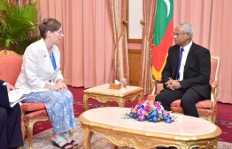 Ambassador of the United States to Maldives and Sri Lanka Alaina Teplitz meeting President Ibrahim Mohamed Solih. PHOTO: PRESIDENT’S OFFICE
