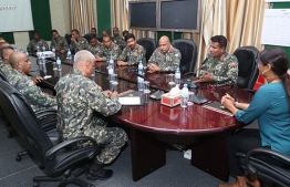 Defence Minister Mariya Didi meets with MNDF Officials. PHOTO: MIHAARU