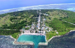 An aerial photograph of Vaadhoo, Ghaaf Dhaal Atoll. PHOTO: MIHAARU FILES