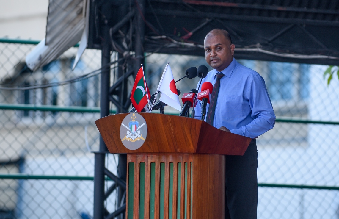 މާލެ: ޑިސެމްބަރު 4، 2018- ޖަޕާން ސަރުކާރުން ރާއްޖެއަށް އަލިފާން ނިއްވާ ސާމާނު ހަދިޔާ ކުރުމަށް ބޭއްވި ރަސްމިއްޔާތުގެ ތެރެއިން.---ފޮޓޯ: އަހުމަދު ނިޝާތު/މިހާރު